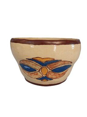 1930s Abstract Ware Mixing Bowl Handmade Hand Painted Signed FM March 1930